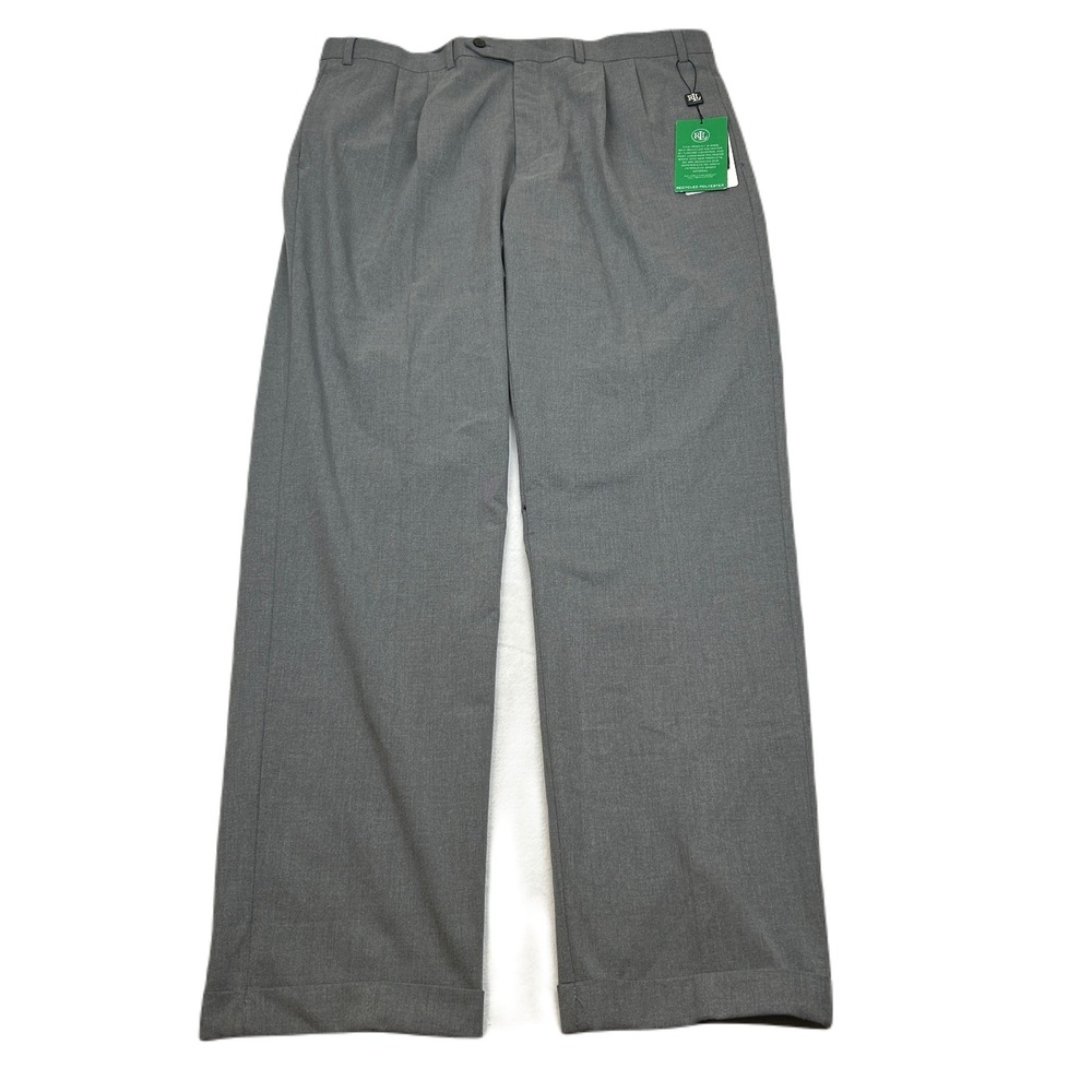 Lauren Ralph‎ Lauren Dress Pants Mens 38x34 Gray Classic Fit Pleated Stretch